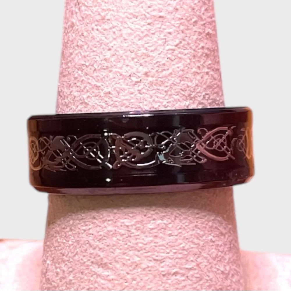 Stainless Steel Black Geometric Ring - Picture 5 of 8